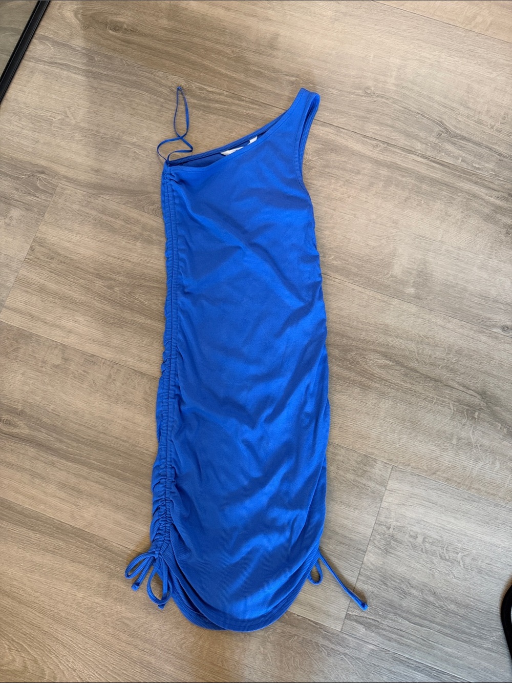Steve Madden One-Shoulder Ruched Dress in Cobalt Blue
